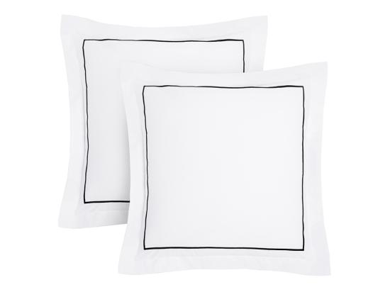 Vente Unique Parure De Lit Percale De Coton 80 Fils/cm² - Housse De Couette 220 X 240 Cm + 2 Taies D'oreiller - Blanc Bourdon Noir - CHARMY De PALACIO