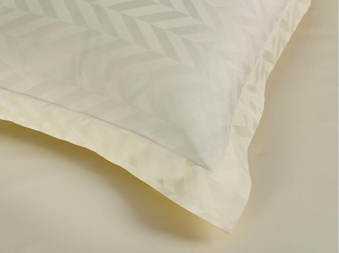 Vente Unique Parure De Lit Tissage Jacquard En Satin 100% Coton 120 Fils/cm²- Housse De Couette 220 X 240 Cm + 2 Taies D'oreiller 65 X 65 Cm - Ivoire - VENALY De PALACIO