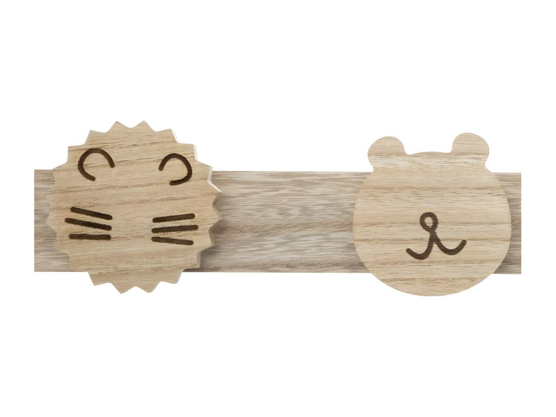 Vente Unique Patère Enfant En Bois 4 Crochets Animaux Sauvages