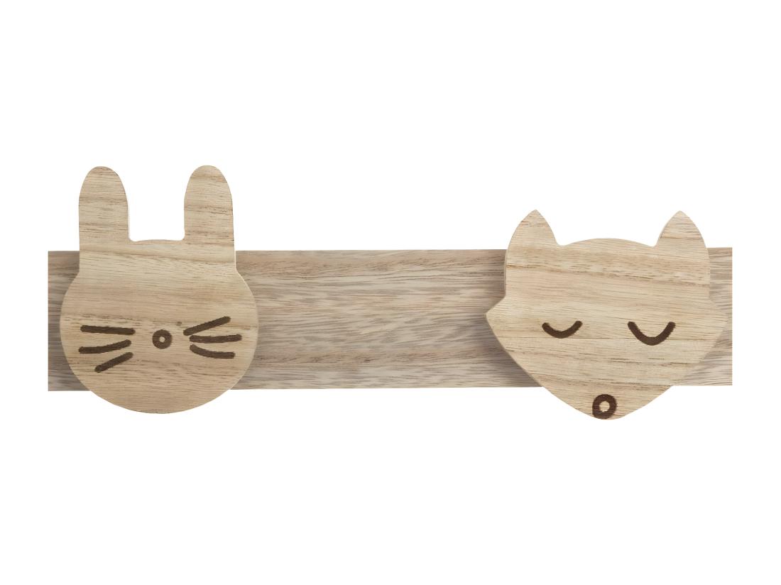 vente unique Patère Enfant en Bois 4 Crochets Animaux sauvages