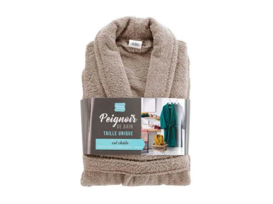 Vente Unique Peignoir Confort En Coton Texture éponge - Taupe - Taille Unique