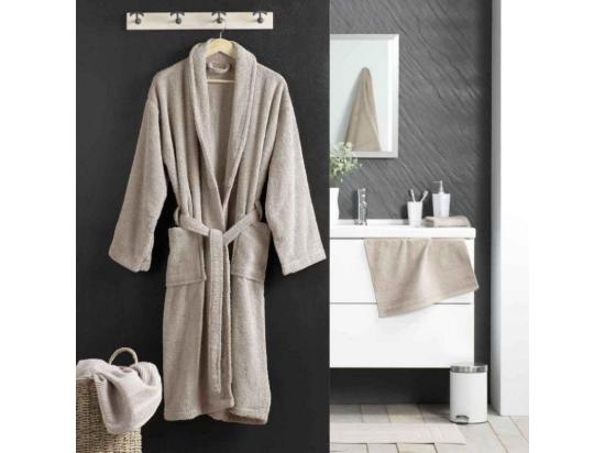 vente unique Peignoir confort en coton texture éponge - Taupe - Taille unique