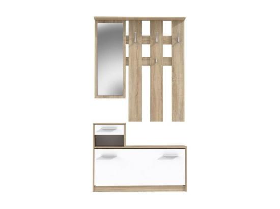 Vente Unique PEILI Vestiaire D'entrée Avec Miroir Scandinave Chêne Et Blanc - 97 Cm