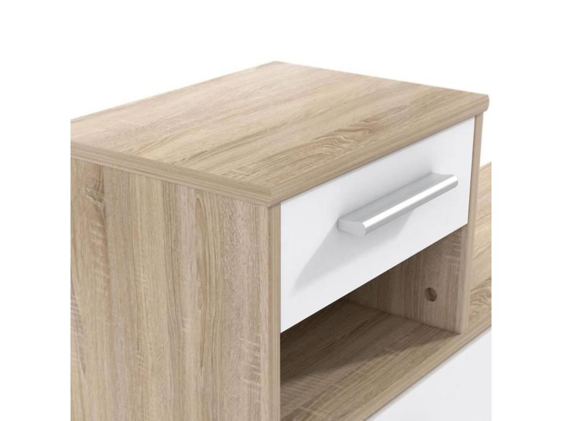 Vente Unique PEILI Vestiaire D'entrée Avec Miroir Scandinave Chêne Et Blanc - 97 Cm