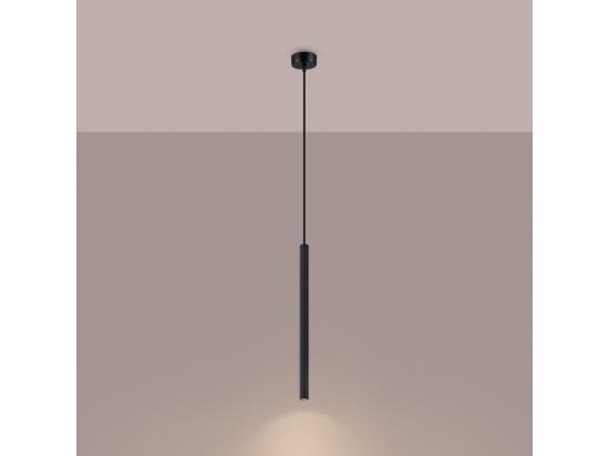 Vente Unique Pendentif Arche Moderne En Acier - 1 Sources Lumineuses - L.8 X H.120 Cm - Noir