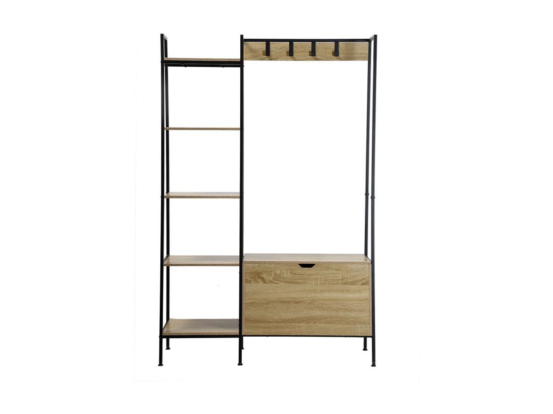 Vente Unique Penderie 5 Étagères Avec Coffre à Chaussures Et Patères - LEXIE