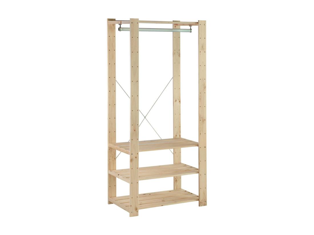 Vente Unique Penderie En Pin Massif Evolution Hauteur 174 Cm