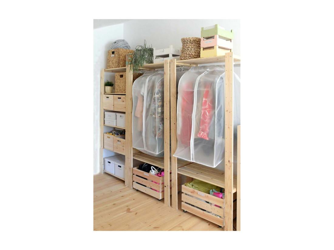 vente unique Penderie en pin massif Evolution Hauteur 174 cm
