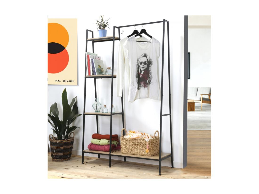 Vente Unique Penderie Industrielle 1 Tablette Basse Avec 4 Étagères - LEXIE