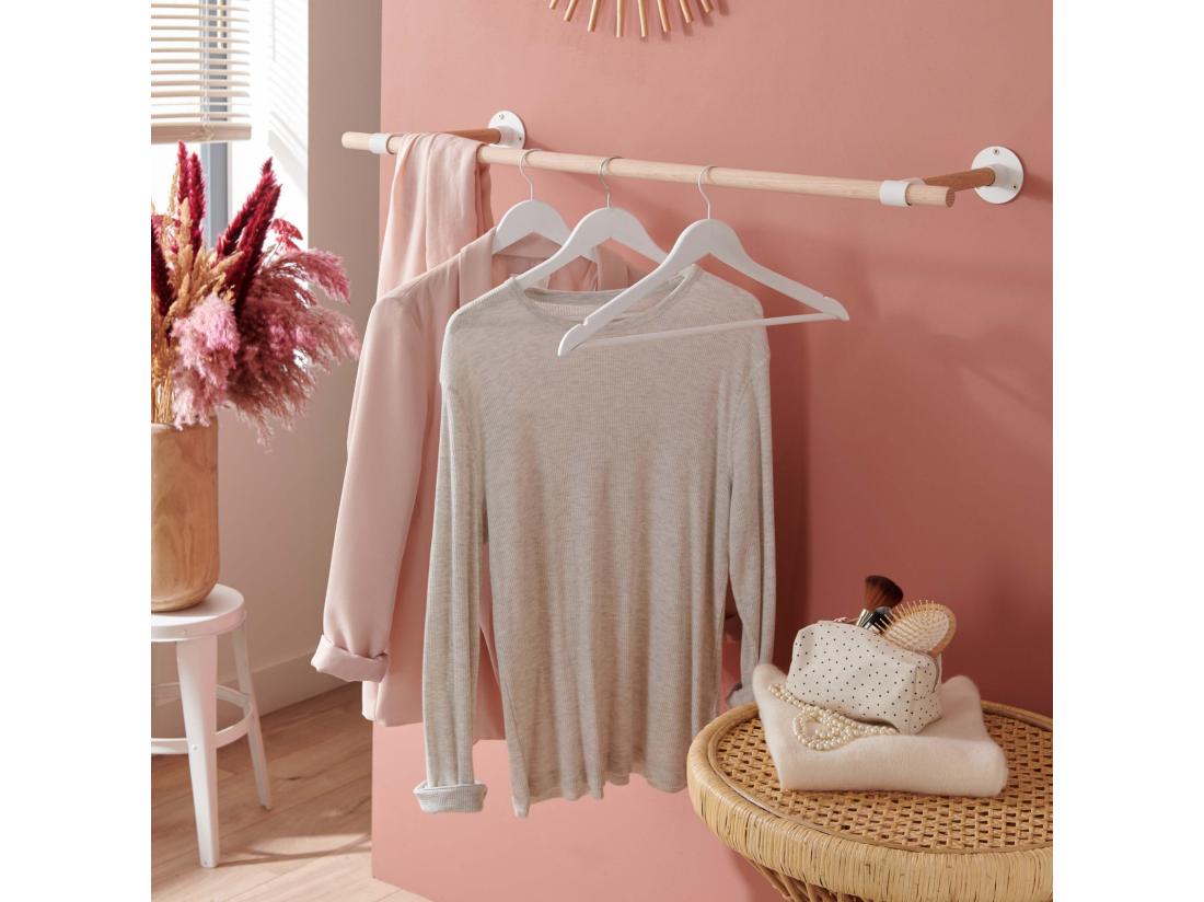 vente unique Penderie murale bois et métal blanc L100 cm ALMA