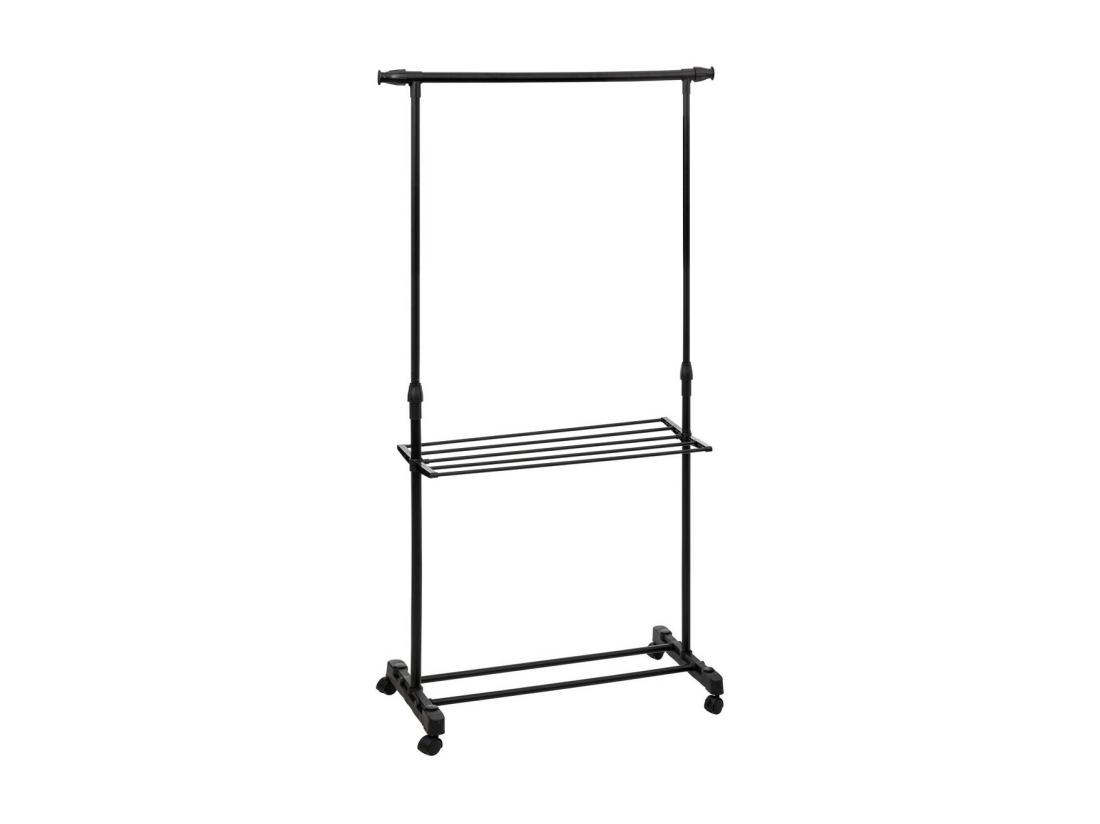 Vente Unique Penderie Portant à Vêtements En Métal Noir Avec étendoir H 160 Cm