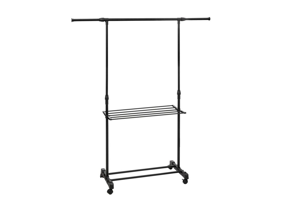 Vente Unique Penderie Portant à Vêtements En Métal Noir Avec étendoir H 160 Cm