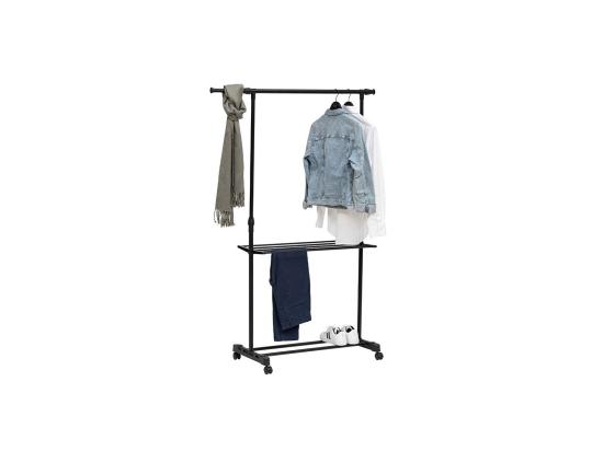 vente unique Penderie Portant à vêtements en métal noir avec étendoir H 160 cm