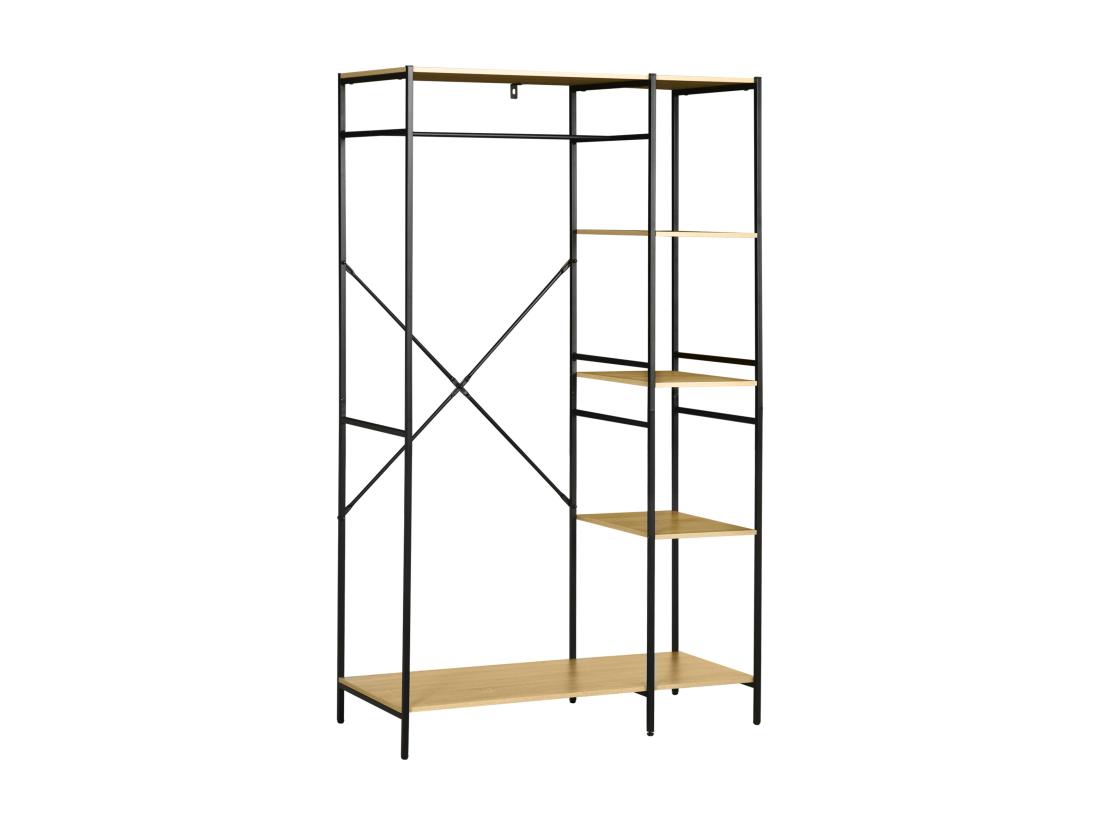 vente unique Penderie portant à vêtements style industriel en métal avec tringle et 4 étagères - dim. 100L x 46L x 170 5H cm - métal aspect chêne clair