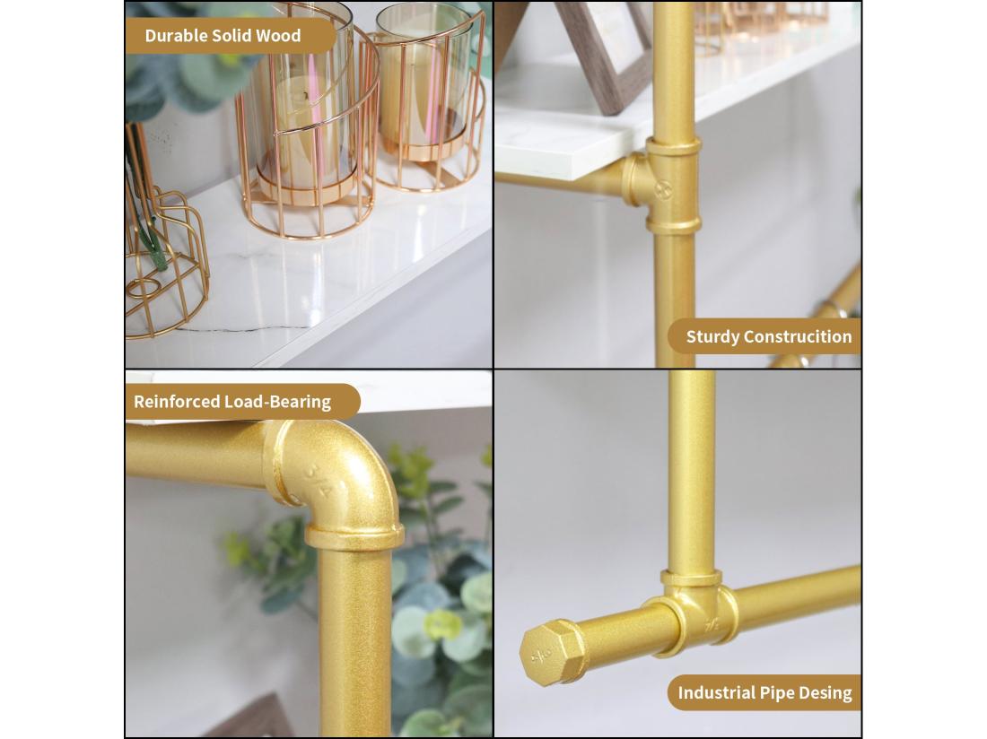 Vente Unique Penderie Vêtement Avec étagères Portant Vêtement Mural Tringle à Vêtement Suspendue Porte Manteau Design 116x20.5x64.5cm
