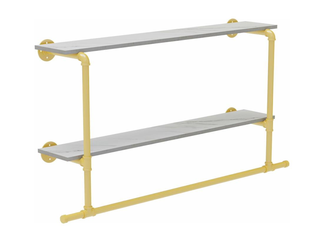 Vente Unique Penderie Vêtement Avec étagères Portant Vêtement Mural Tringle à Vêtement Suspendue Porte Manteau Design 116x20.5x64.5cm