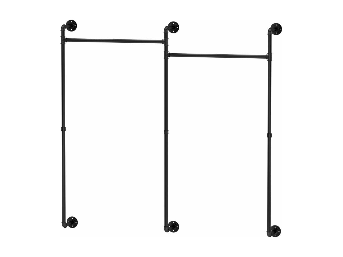 vente unique Penderie vêtements pour dressing mural portant à vêtement industriel suspendu armoire ouverte design en tubes 205x190cm