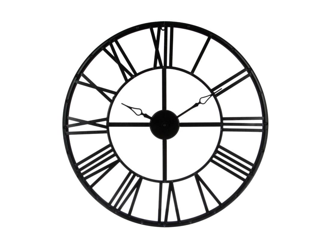 Vente Unique Pendule Murale Vintage En Métal Noir D 70 Cm