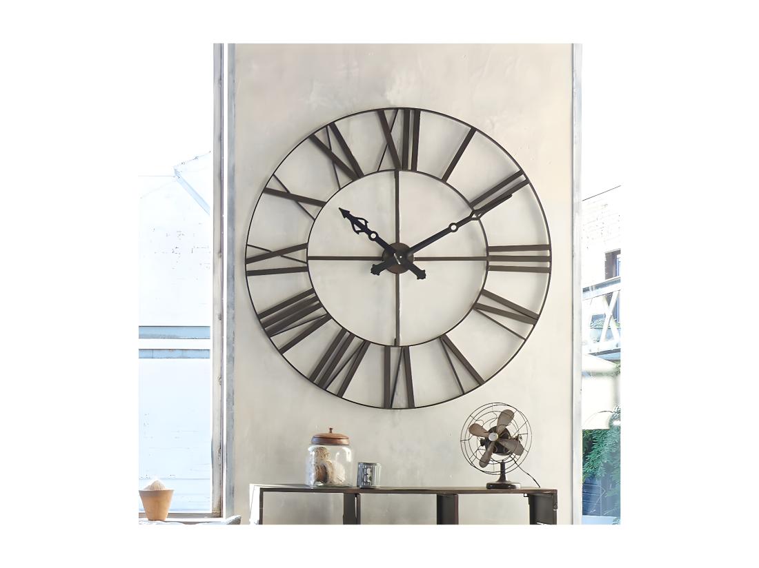 vente unique Pendule murale Vintage en métal Noir D 70 cm