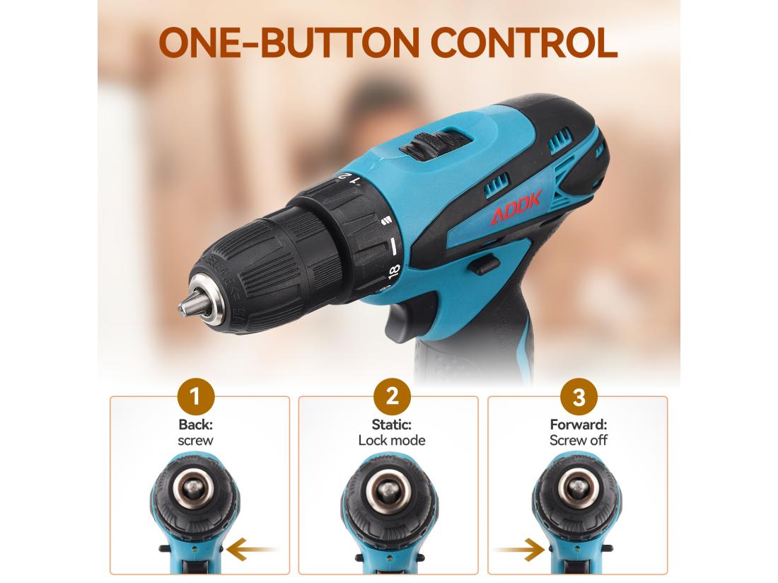 Vente Unique Perceuse Visseuse Sans Fil Avec Lumière LED- 12V - 1*1.5Ah Batteries - 30 Accessoires - Moteur Brossé - Bleu