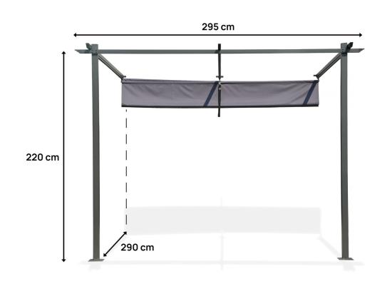 Vente Unique Pergola Adossée Avec Toit Rétractable - 3 X 3 M - Gris Anthracite