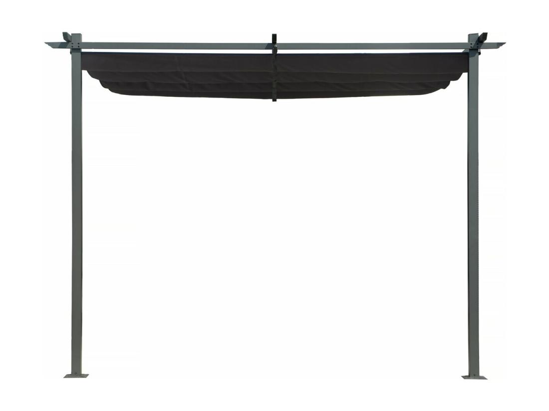 Vente Unique Pergola Adossée Avec Toit Rétractable - 3 X 3 M - Gris Anthracite