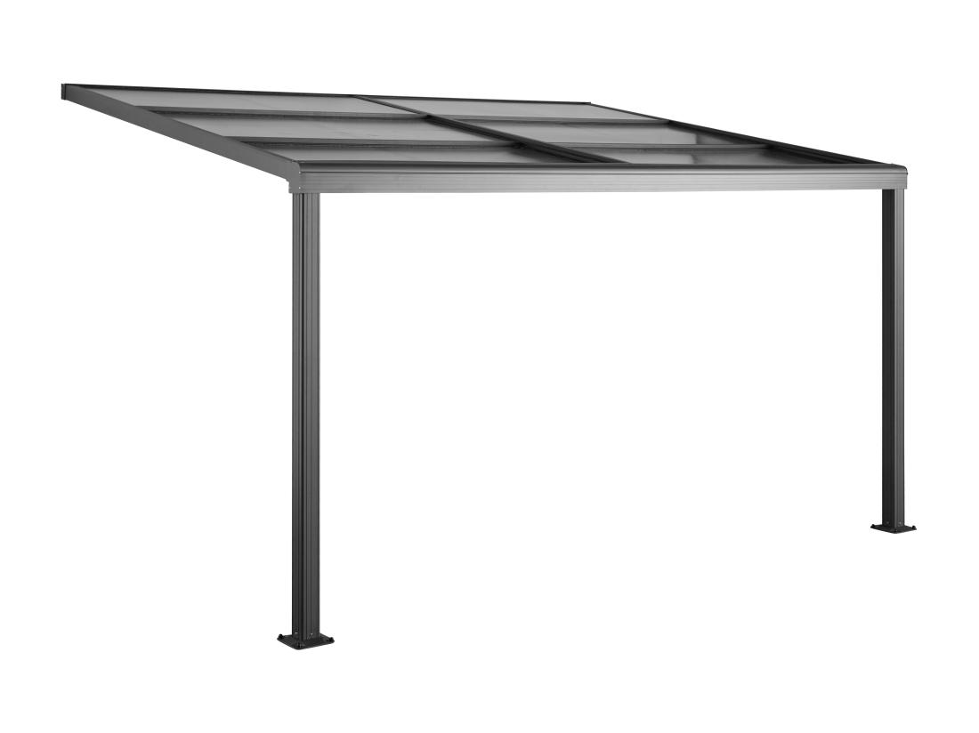 Vente Unique Pergola Adossée En Aluminium Avec Toit Coulissant - 12m² - Anthracite - IZEDA