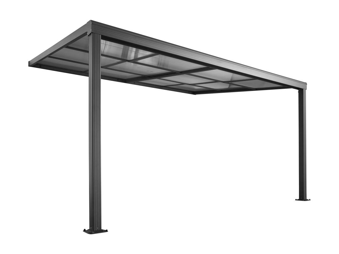 Vente Unique Pergola Adossée En Aluminium Avec Toit Coulissant - 12m² - Anthracite - IZEDA