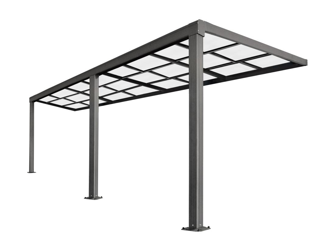 Vente Unique Pergola Adossée En Aluminium Avec Toit Coulissant - 18 M² - Anthracite - IZEDA