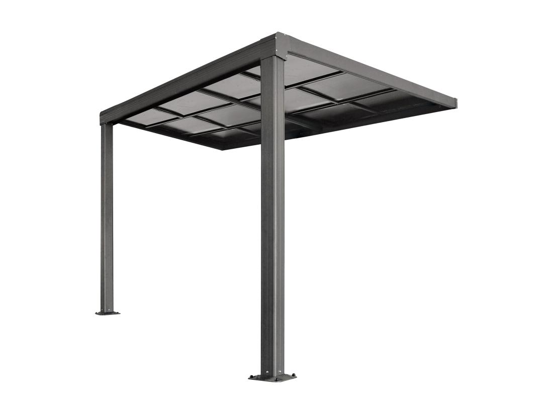 Vente Unique Pergola Adossée En Aluminium Avec Toit Coulissant - 9 M² - Anthracite - IZEDA