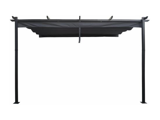 Vente Unique Pergola Adossée En Aluminium Avec Toit Rétractable- 3 X 4 M - Gris