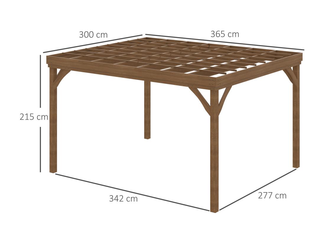 Vente Unique Pergola Autoportante Style Rustique Chic - Toit Terrasse à Décorer - Dim. 3 65L X 3l X 2 15H M - Bois Sapin Pré-huilé