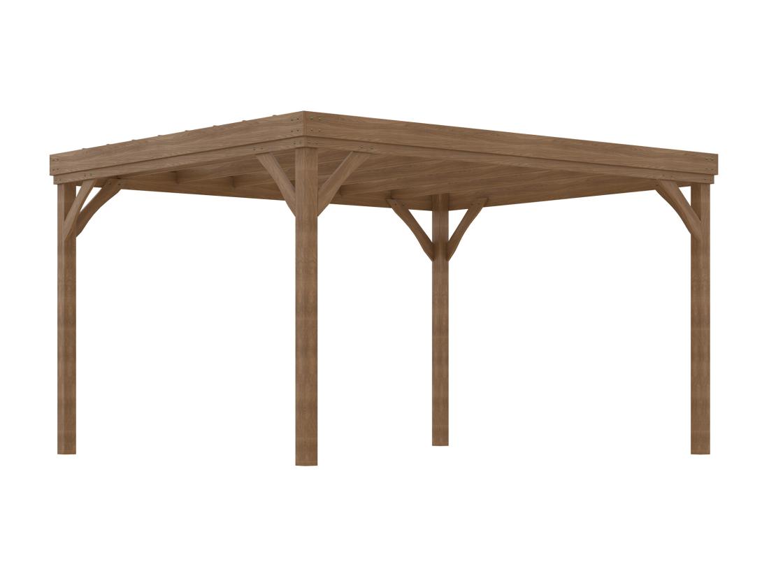 Vente Unique Pergola Autoportante Style Rustique Chic - Toit Terrasse à Décorer - Dim. 3 65L X 3l X 2 15H M - Bois Sapin Pré-huilé
