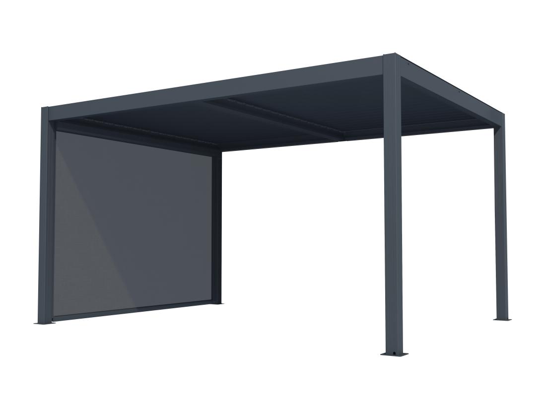 Vente Unique Pergola Bioclimatique Autoportante électrique Anthracite En Aluminium Avec Lames Orientables Et Rideau Rétractable 2 78 M - 12 M² - AMADORA