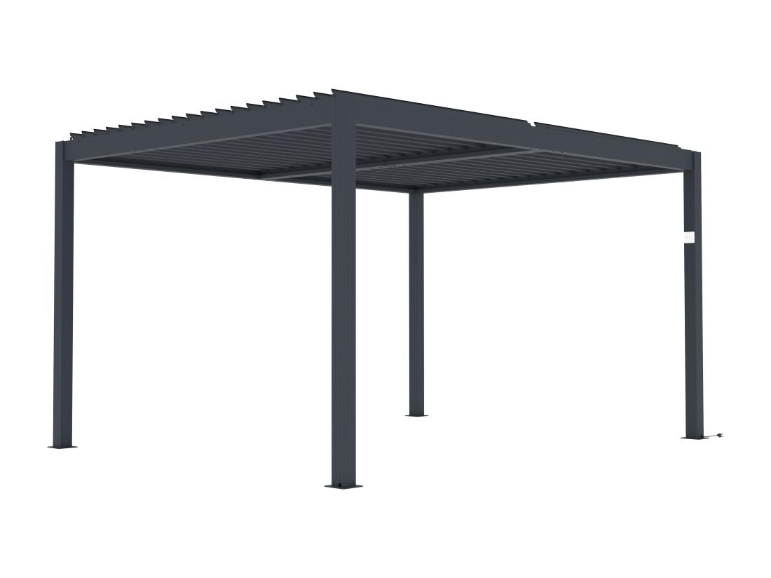 Vente Unique Pergola Bioclimatique Autoportante électrique Anthracite En Aluminium Avec Lames Orientables Et Rideau Rétractable 2 78 M - 12 M² - AMADORA
