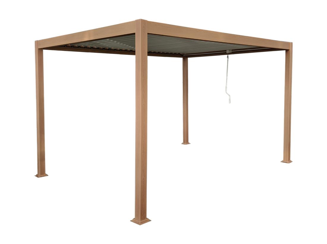 Vente Unique Pergola Bioclimatique Autoportante En Aluminium Avec Lames Orientables - 12 M² - Coloris Naturel Foncé - AMALFI