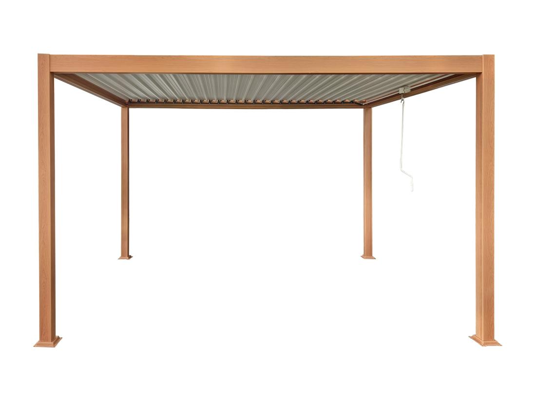 Vente Unique Pergola Bioclimatique Autoportante En Aluminium Avec Lames Orientables - 12 M² - Coloris Naturel Foncé - AMALFI