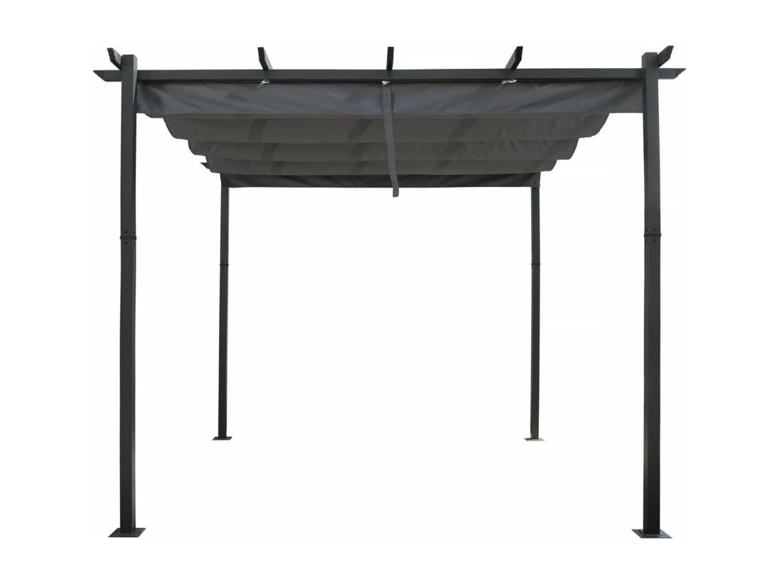 Vente Unique Pergola En Aluminium Avec Toit Rétractable - 3 X 3 M - Gris