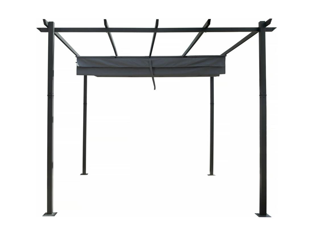 Vente Unique Pergola En Aluminium Avec Toit Rétractable - 3 X 3 M - Gris