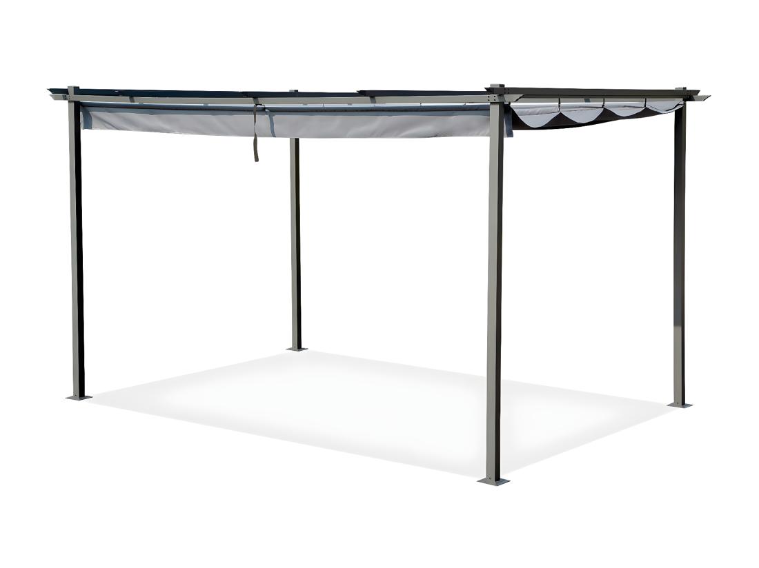 Vente Unique Pergola En Métal Avec Toit Rétractable - 3 X 4 M - Gris Anthracite