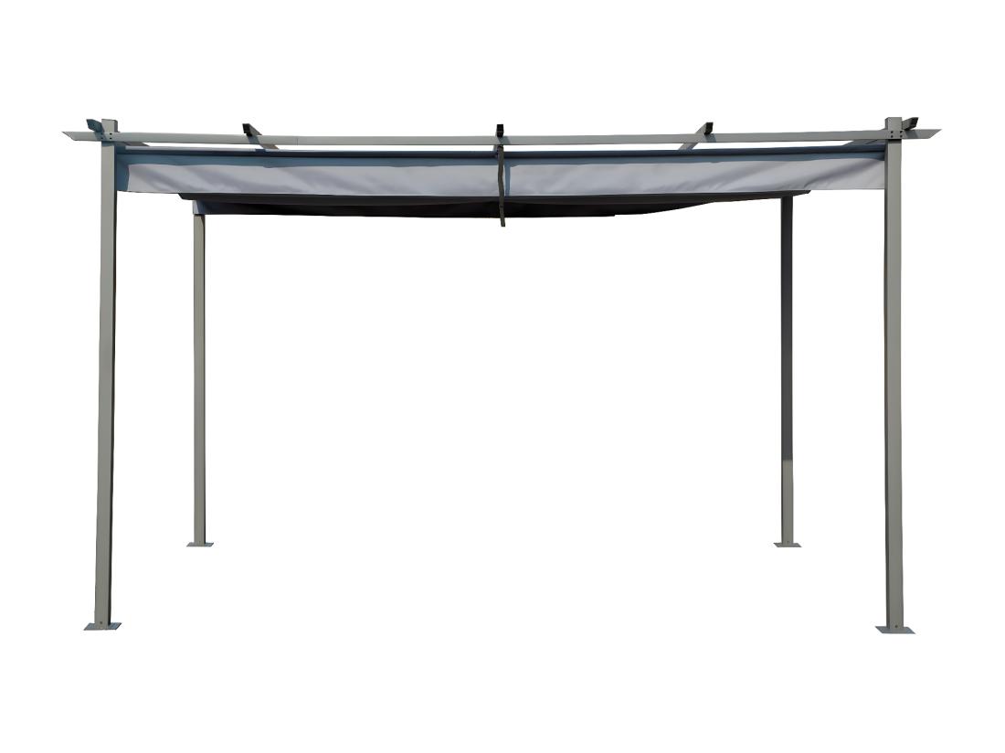 Vente Unique Pergola En Métal Avec Toit Rétractable - 3 X 4 M - Gris Anthracite