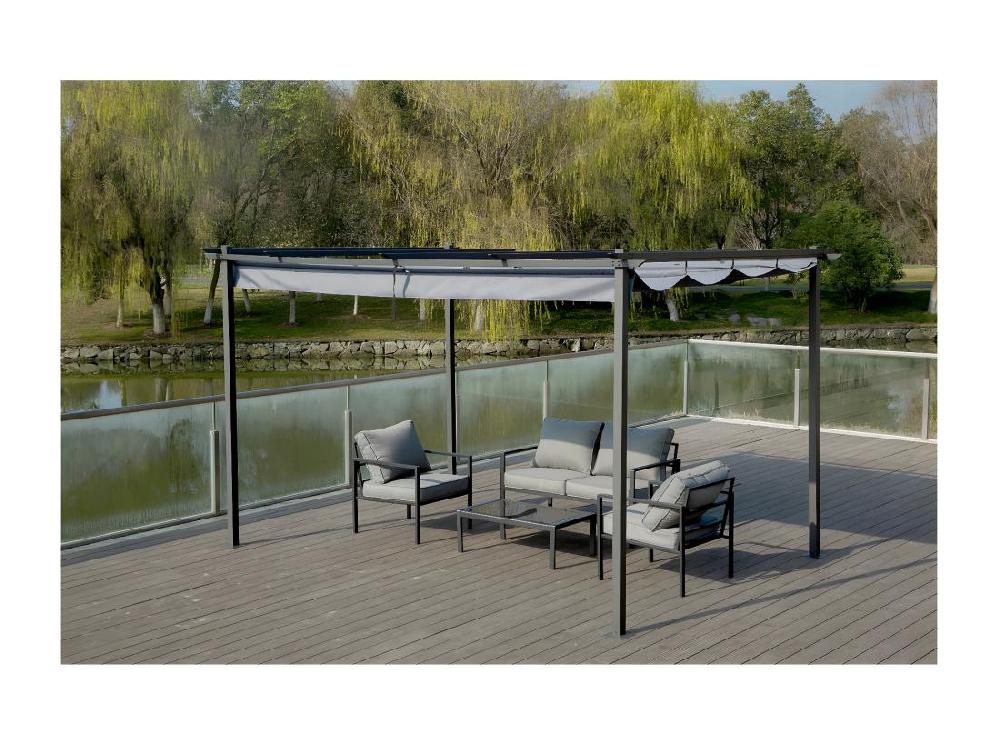 vente unique Pergola en métal avec toit rétractable - 3 x 4 m - Gris anthracite