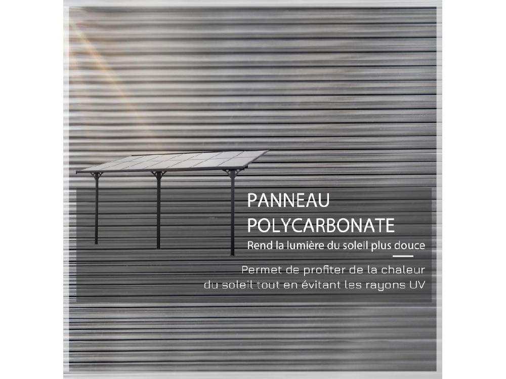 Vente Unique Pergola Rigide Alu. Polycarbonate Dim. 4 35L X 3l X 2 7H M Pavillon De Jardin Adossable Gris