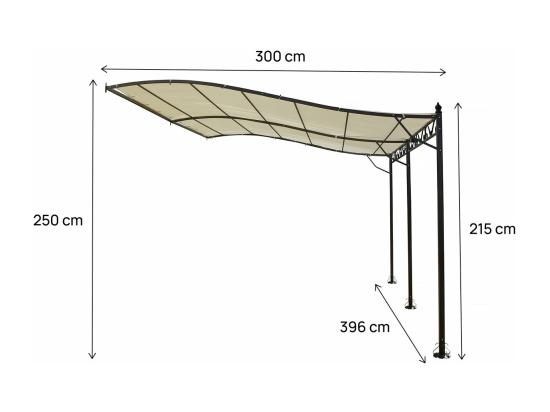 Vente Unique Pergola Tonnelle Adossée En Métal - 3 X 4 M - Beige