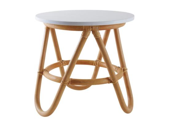 vente unique Petite table d'appoint en rotin et MDF laqué