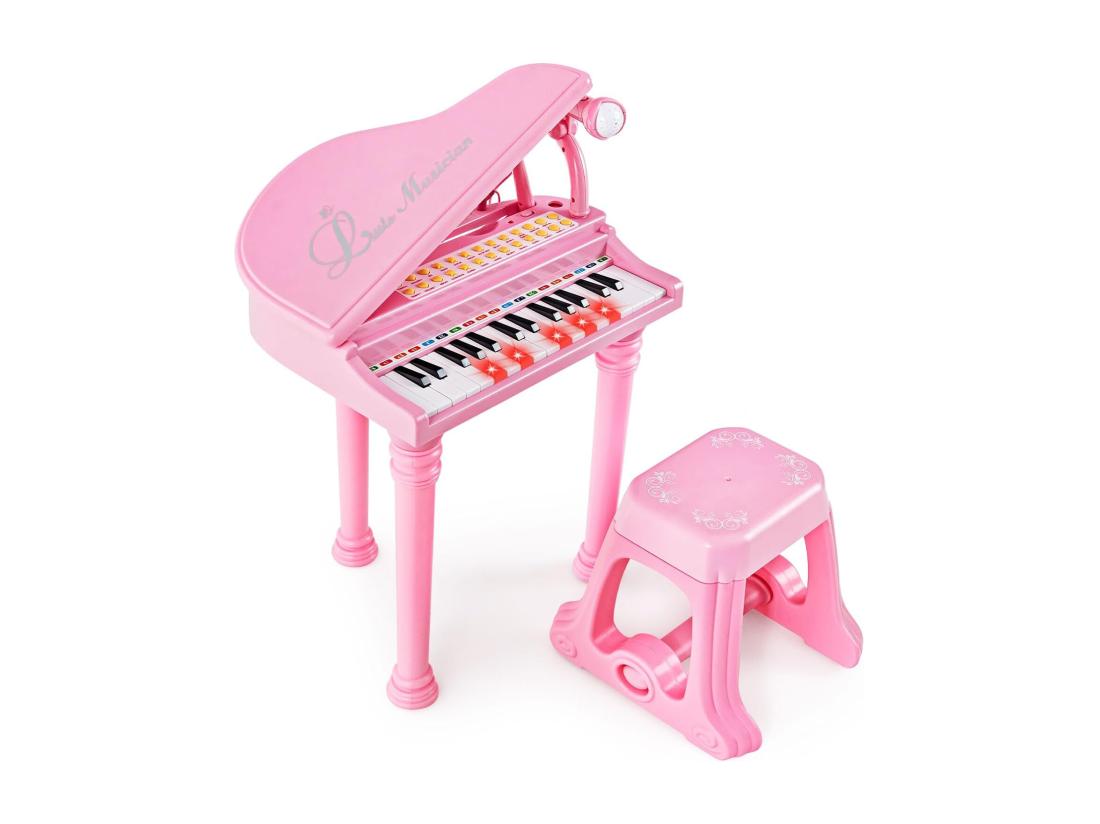 vente unique Piano Numérique 31 Touches pour Enfants avec Tabouret & Microphone Piano Electronique Portable avec Mode d'Enseignement LED & MP3 Piano Enfants 3 Ans Charge 50kg (31 Touches Rose)