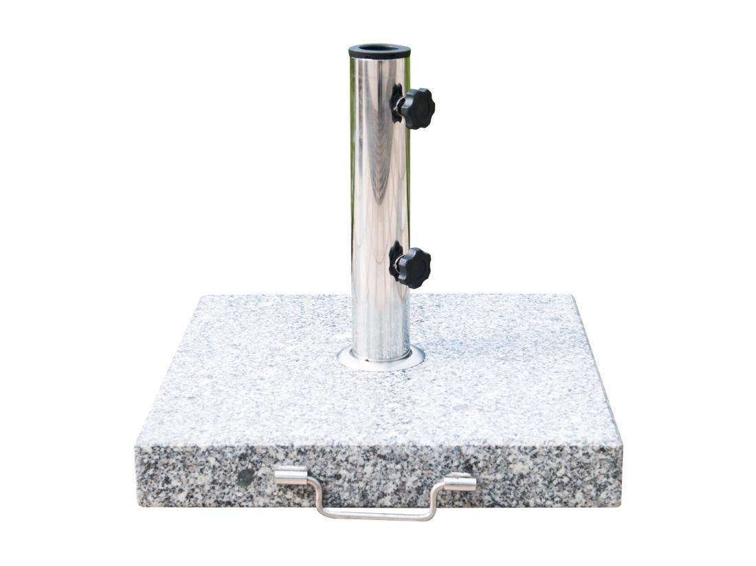 Vente Unique Pied/base De Parasol Granite Gris Poignée Et Roulettes Compatible Pied Parasol Ø 35/38/48 Mm