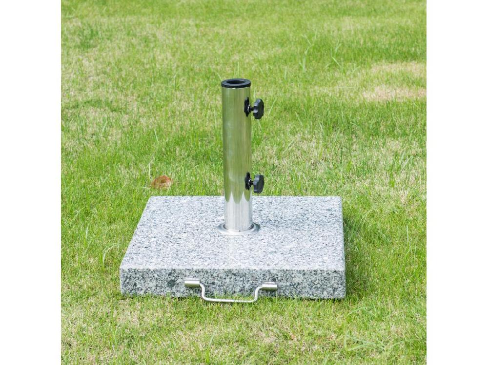 Vente Unique Pied/base De Parasol Granite Gris Poignée Et Roulettes Compatible Pied Parasol Ø 35/38/48 Mm