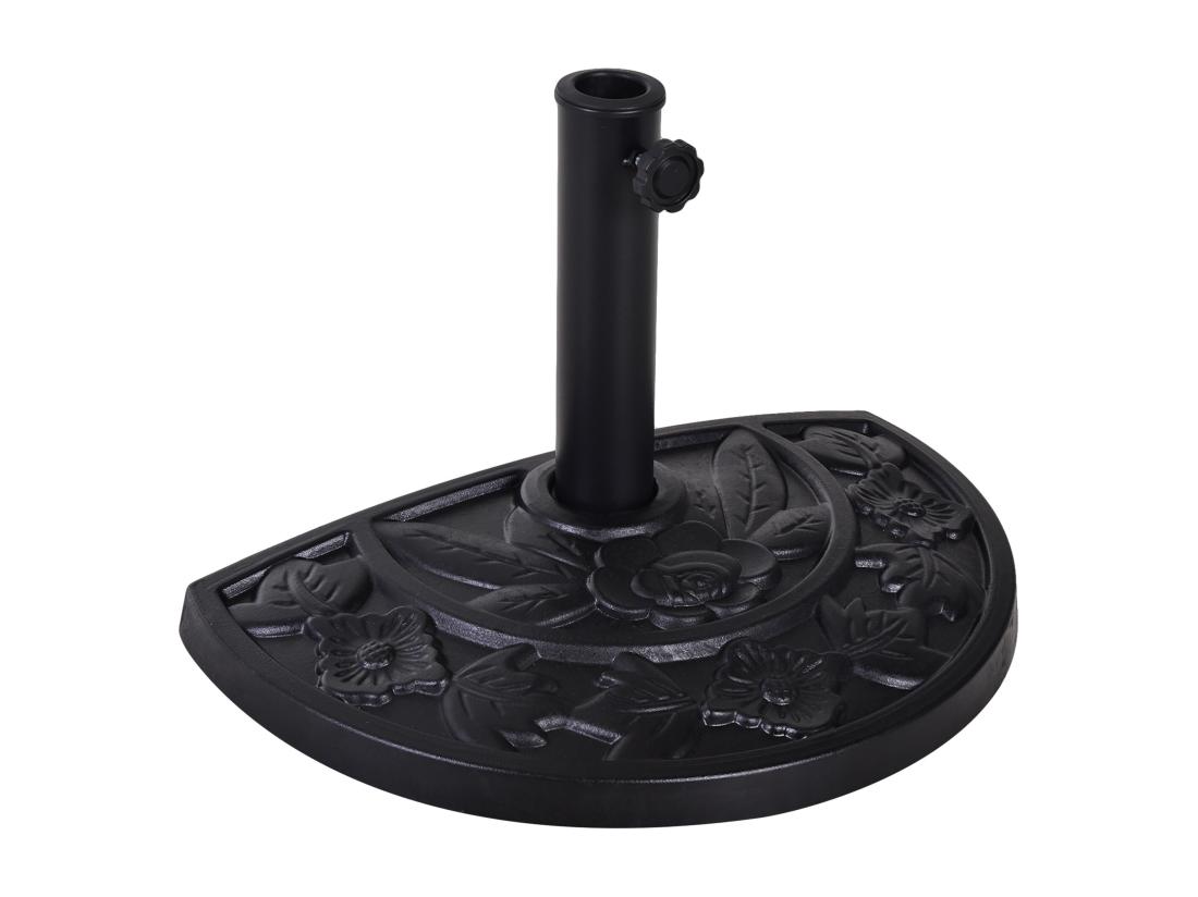 Vente Unique Pied De Parasol Base De Lestage Parasol Demi-cercle Résine Imitation Fonte Motif Fleur 50L X 31l X 32H Cm Noir