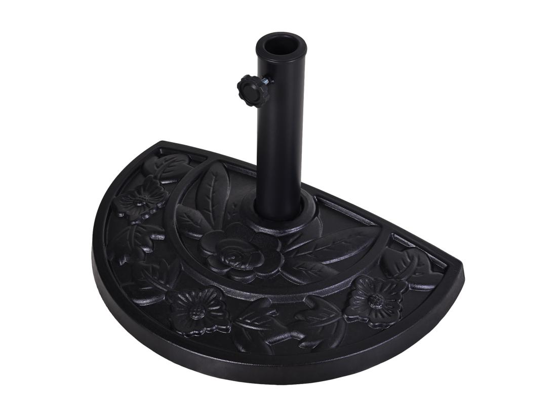 Vente Unique Pied De Parasol Base De Lestage Parasol Demi-cercle Résine Imitation Fonte Motif Fleur 50L X 31l X 32H Cm Noir